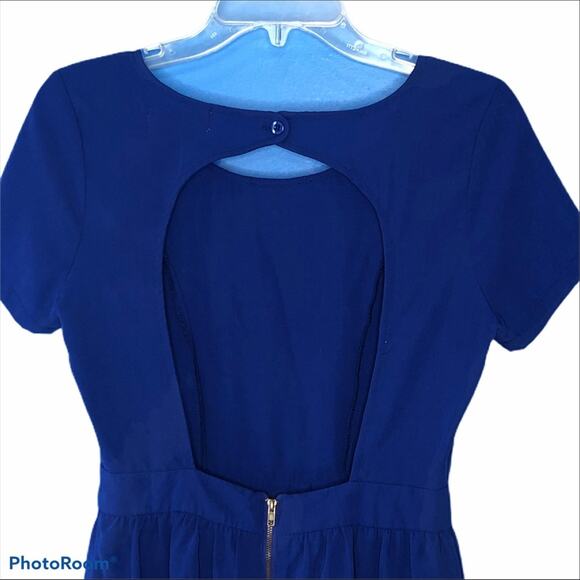 Fifty Street Casual Blue Mini Dress with Open Back Fit and Flare size Small - Picture 7 of 13